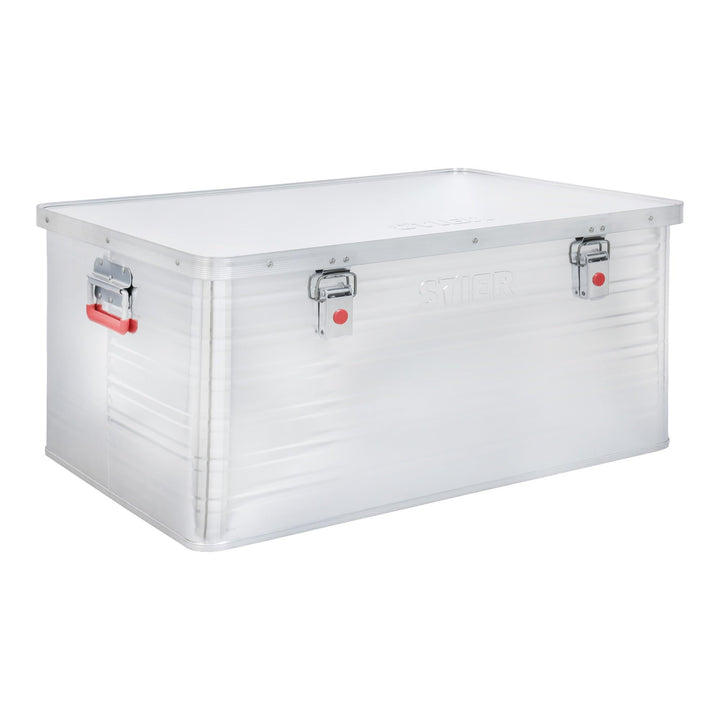 STIER Alubox, Aluminiumbox 135L, Staub- und spritzwasserresistent mit Gummidichtung und 2 Klapphandg