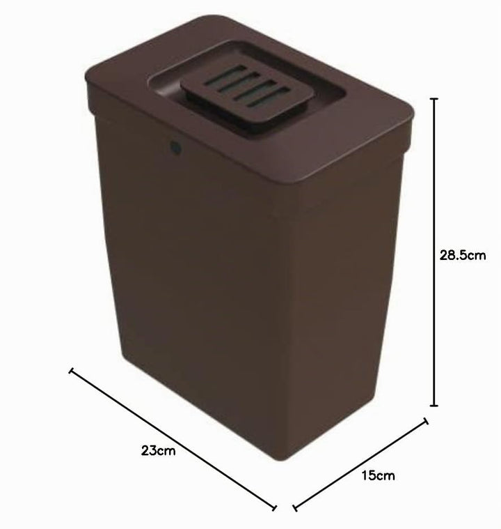 LM 530 Mülleimer Küche mit Deckel 8-Liter Braun, brauner Abfalleimer, schmal, platzsparend 15x23x28,