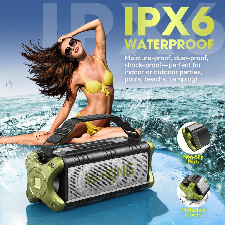 W-KING 50W(70W Gipfel) Bluetooth Lautsprecher IPX6 Wasserdicht, 24 Stunden Laufzeit, 8000mAh Power B