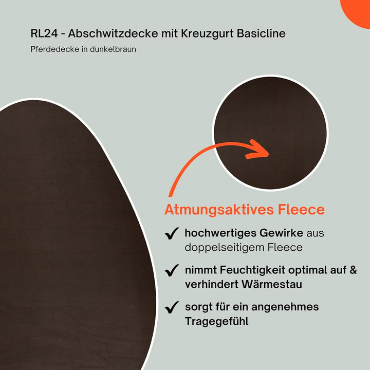 RL24 - Abschwitzdecke mit Kreuzgurt BASICLINE Dunkelbraun 135cm, dunkelbraun 135cm