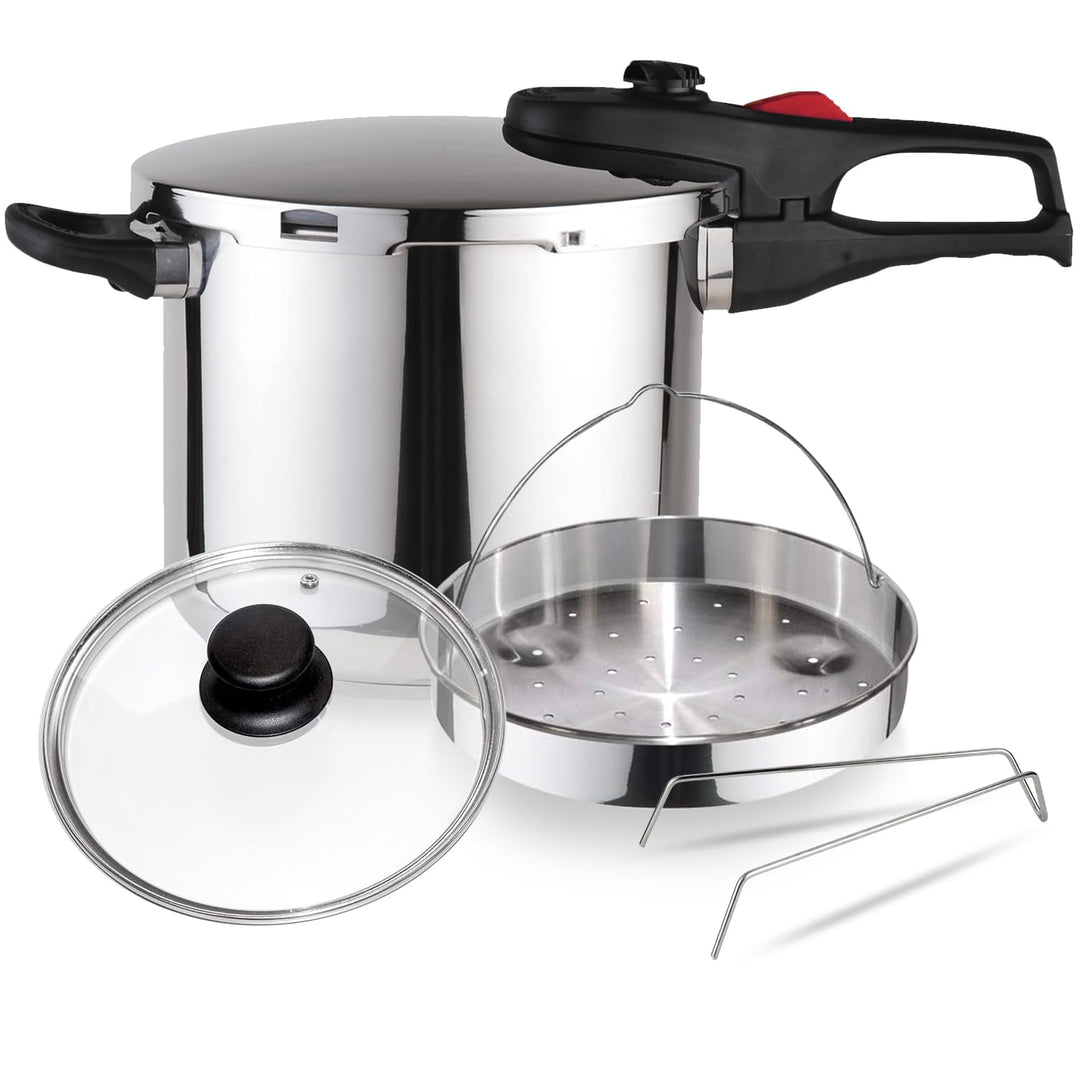 MAGEFESA ® Practika Plus Complet Superschneller Schnellkochtopf 6 Liter Exklusives Set Korb + Glasde