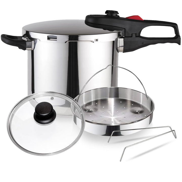 MAGEFESA ® Practika Plus Complet Superschneller Schnellkochtopf 6 Liter Exklusives Set Korb + Glasde