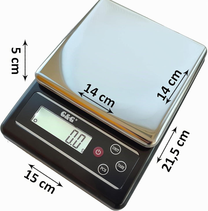 G&amp;G KF-B Küchenwaagen, 6kg -3kg / 0.1g einstellbare Abschaltautomatik, Feinwaage Digitalwaage, mit N
