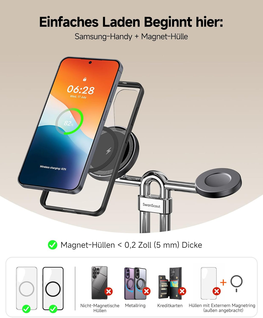 Magnetische Induktive Ladestation für Samsung S26 Ultra/S26+/S26, 3 in 1 Wireless Charger für Samsun