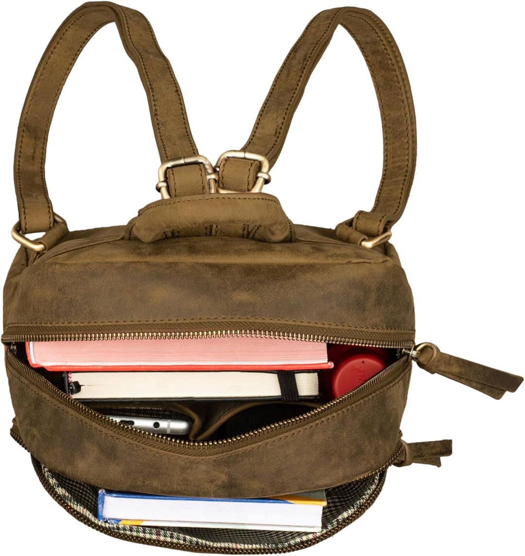 STILORD 'Alba' Kleiner Leder Rucksack Damen Vintage Daypack City Lederrucksack klein Handtasche Echt