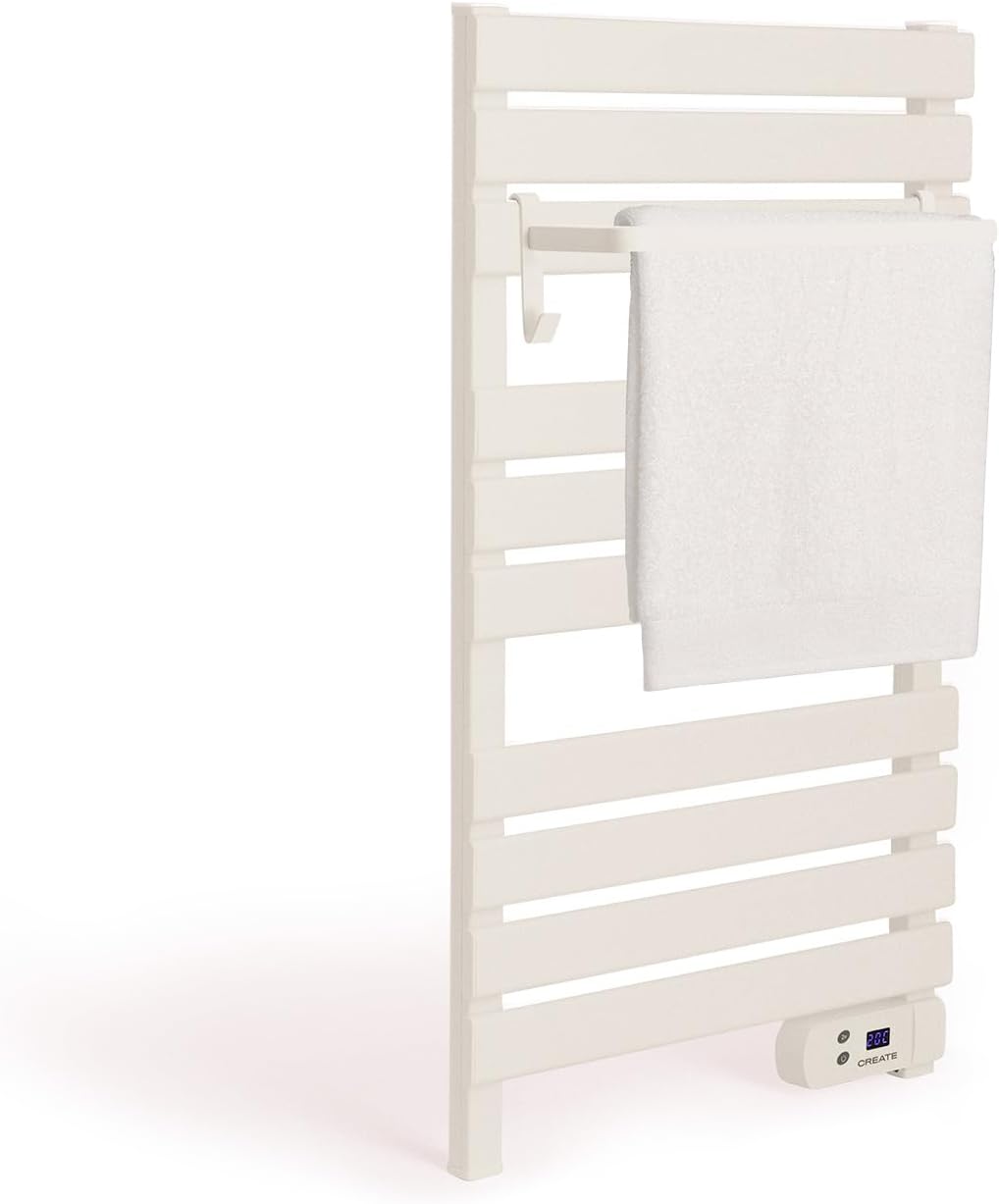 CREATE / WARM Towel 500W / Elektrischer Badheizkörper Cremeweiss mit Regal 1 Stange / 96,9x55x5cm /