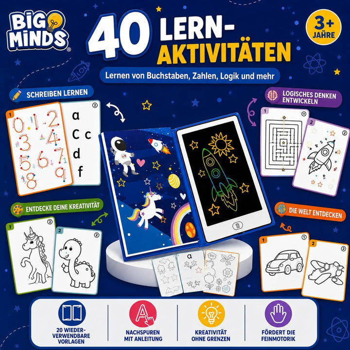 Big Minds - Maltafel Zaubertafel Buchformat | LCD Schreibtafel Kinder | Drawing Tablet Ideal Für Kin