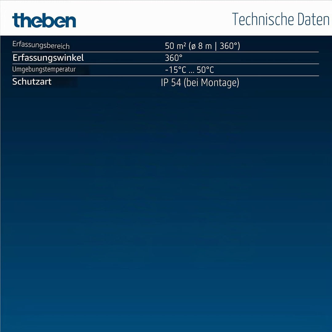 Theben 1030560 theMova S360-100 DE WH - Passiv-Infrarot-Bewegungsmelder - Deckenmontage - Runder Erf