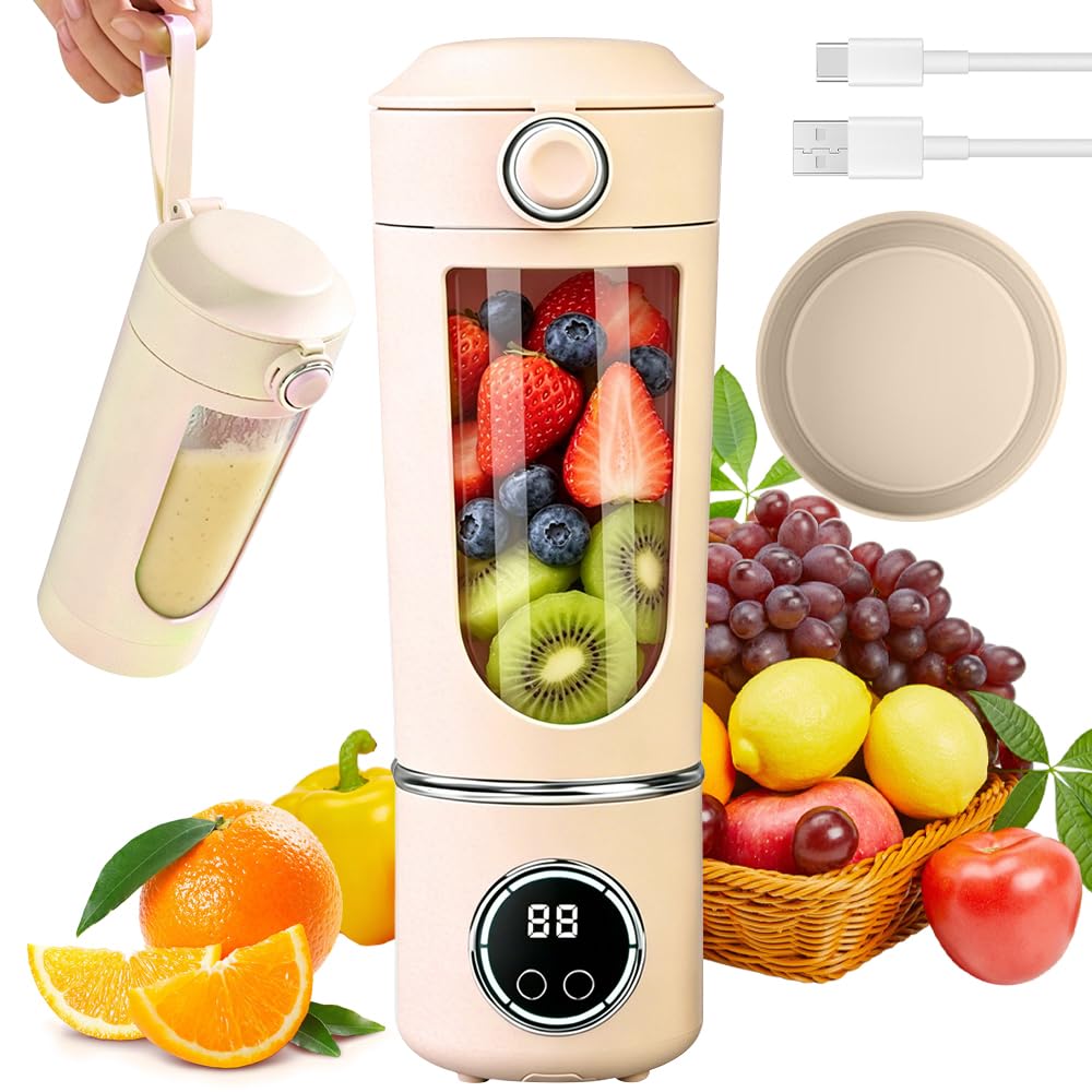 Tragbarer Mixer 700ml, Wiederaufladbar Mini Mixers with Digital Display, Mixer to Go for Milkshakes,
