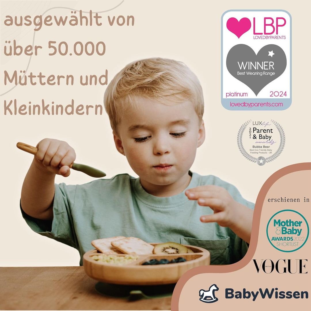 Bubba Bear Kindergeschirr-Set | Kinderteller mit Saugnapf | Geschirrset für Kleinkinder | Unterteilt
