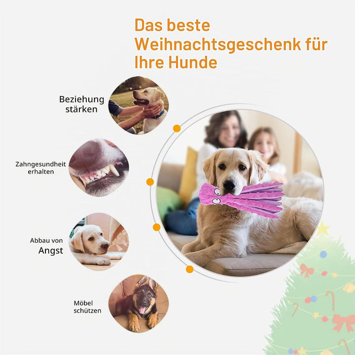 Hunde-Quietschspielzeug Krake, kein stopfendes Crinkle-Plüsch-Hundespielzeug für das von Welpen, lan