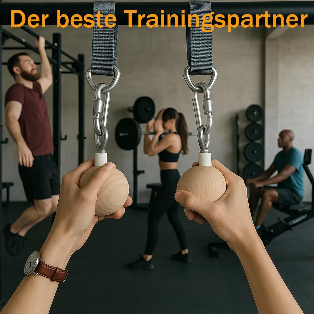 Griffbälle für Klimmzüge，Holz Klimmzugbälle，Trainingsset mit Klettergriffen，Armkrafttrainer，Griffkra