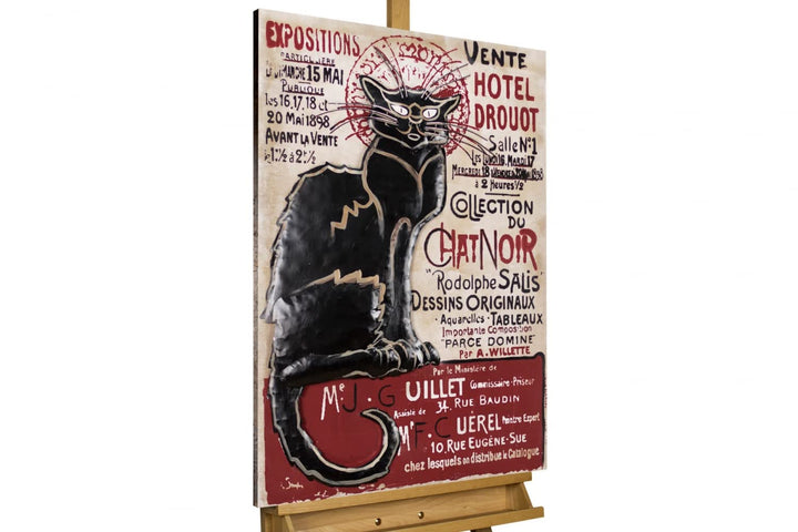 KunstLoft Metallbild 3D | 100% HANDGEFERTIGT | 60x90x4cm | Wandbild Metall Deko 'Schwarze Katze' | K