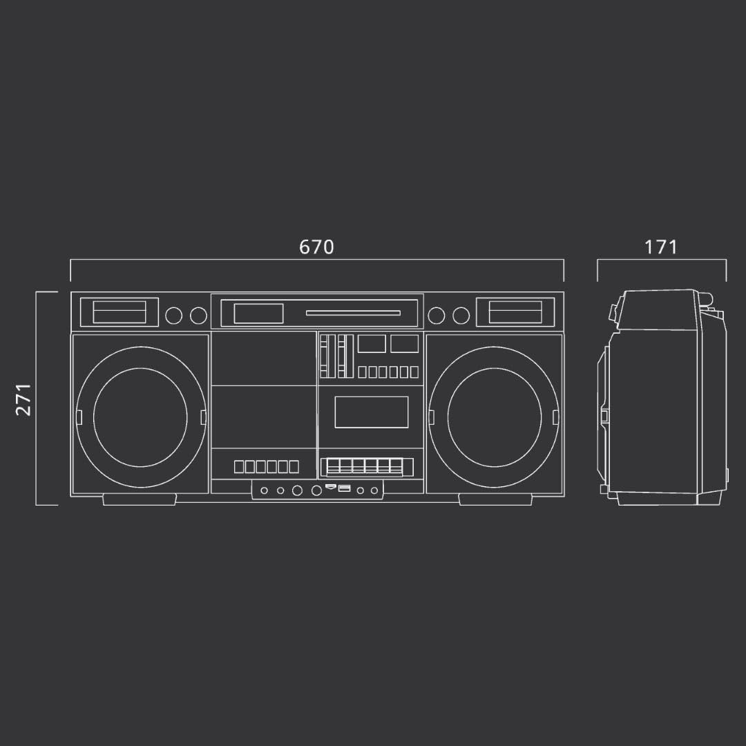 MUSE M-380GBS Retro Kassetten Boombox mit CD-Player, AUX und Bluetooth, Smartphone kompatibel, Kasse