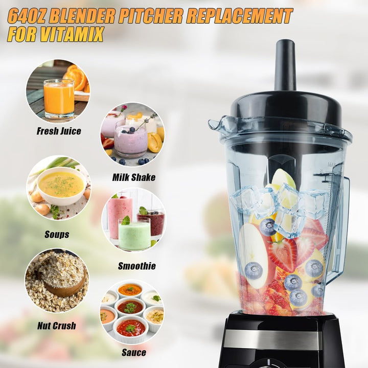 2000 ML Ersatzbehälter Behälter Geeignet für Vitamix Mixer-Krug und Tamper, Mixer Zubehör, Ersatz fü