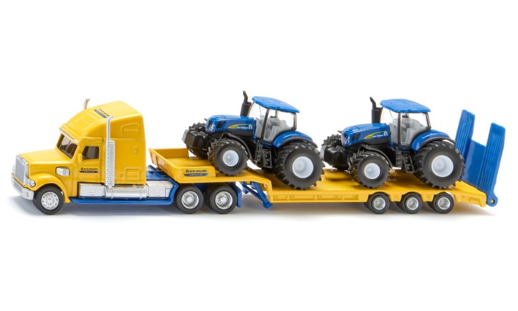 siku 1805, LKW mit New Holland Traktoren, 1:87, Metall/Kunststoff, Gelb/Blau, Viele Funktionen LKW m