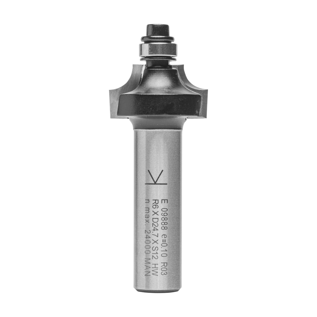ENT 09888 Viertelstabfräser HW, Schaft (S) 12 mm, Durchmesser (D) 24,7 mm, NL 12,7 mm, R 6 mm, SL 40
