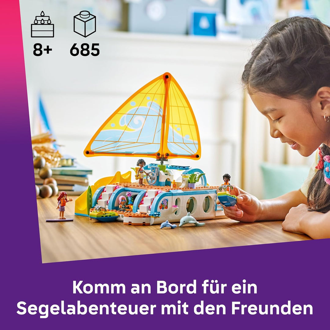 LEGO Friends Segelabenteuer Set - Spielzeug mit Boot mit drehbarem Segel, 4 Minifiguren & 2 Delfin F
