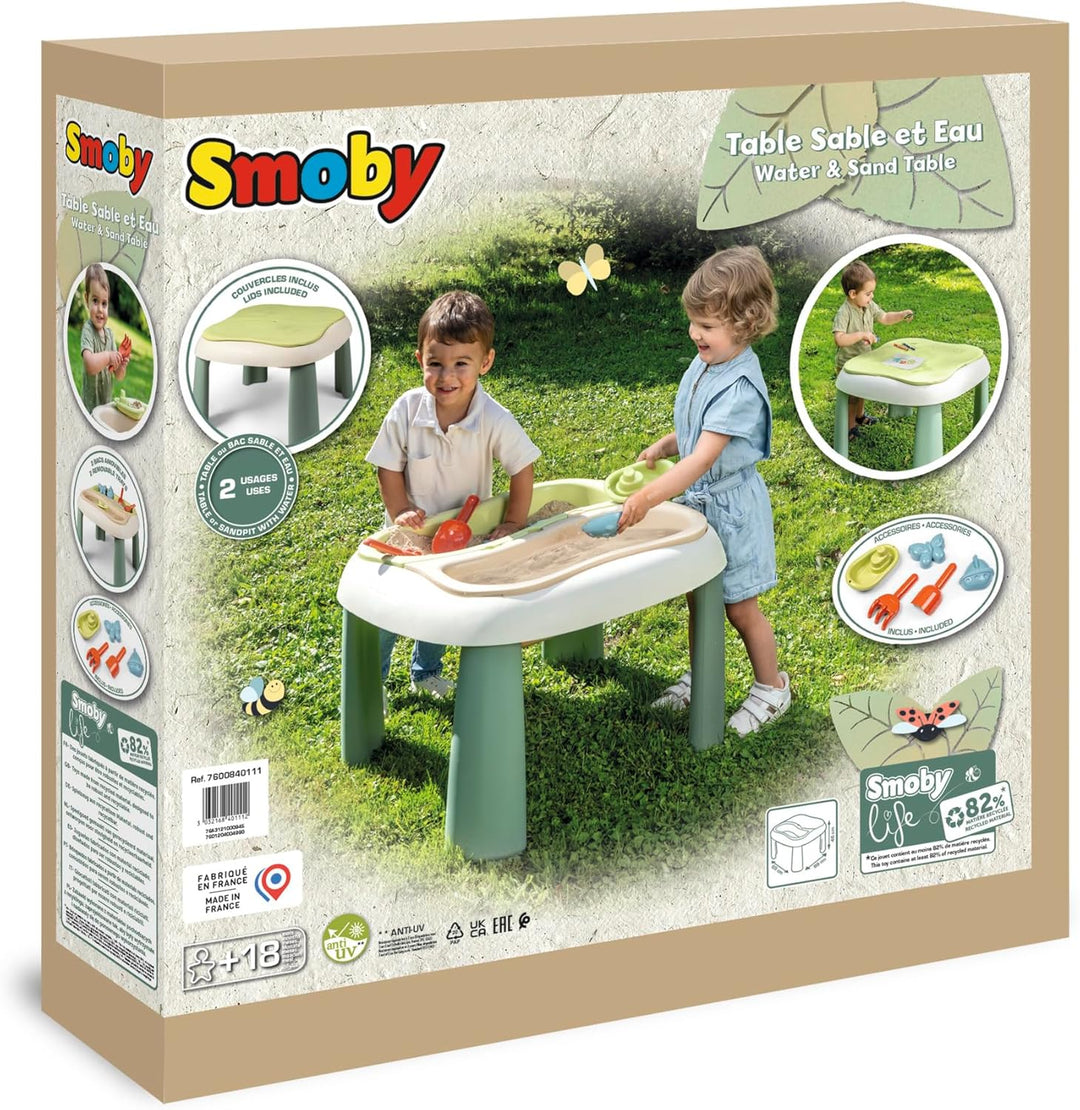 Smoby Life - Sand- und Wassertisch - 83% Recyclinganteil - Outdoor-Spielzeug mit Zubehör - UV-bestän