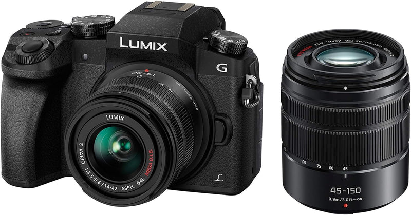 Panasonic Lumix Digitalkamera DMC-G7/DMC-G70, Brennweite 14-42 mm / 3.5-5.6, Lumix G Vario, 45-150 m