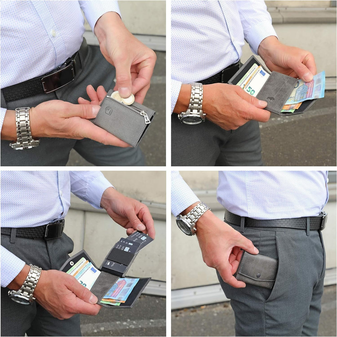 Solo Pelle® Leder I Slim Wallet mit Münzfach I Geldbeutel mit RFID Schutz I Platz für mindestens 12