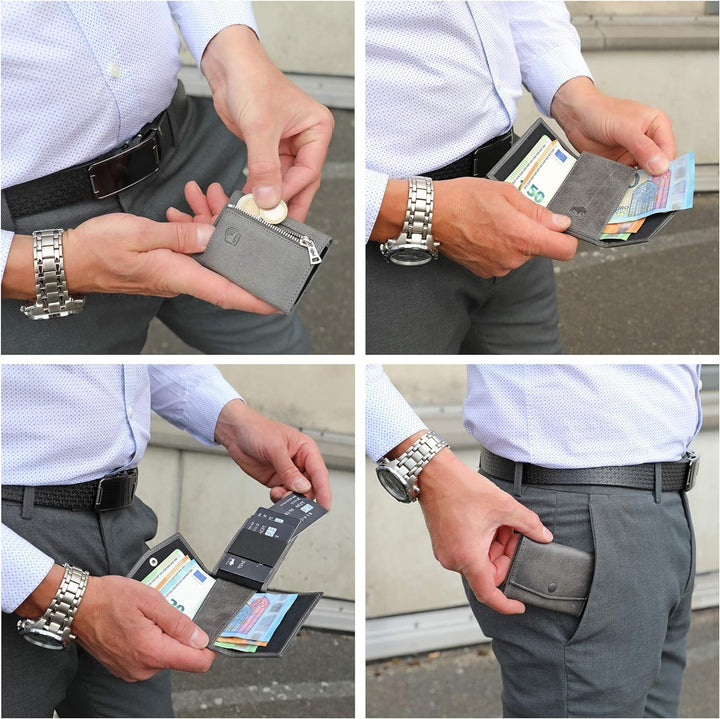 Solo Pelle® Leder I Slim Wallet mit Münzfach I Geldbeutel mit RFID Schutz I Platz für mindestens 12