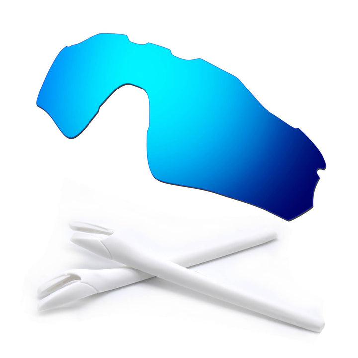 HKUCO Blue Polarized Replacement Lenses and White Earsocks Rubber Kit For Oakley Radar EV Path Sungl