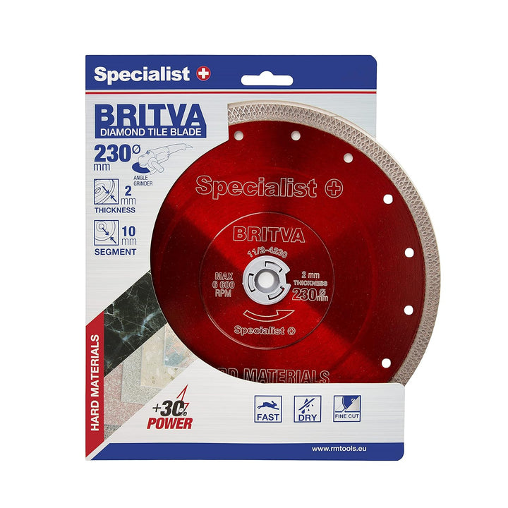 Diamant Trennscheibe 230mm von Specialist+ IExtra Dünn (2 mm) Bohrung 22,2 für Winkelschleifer I Fli