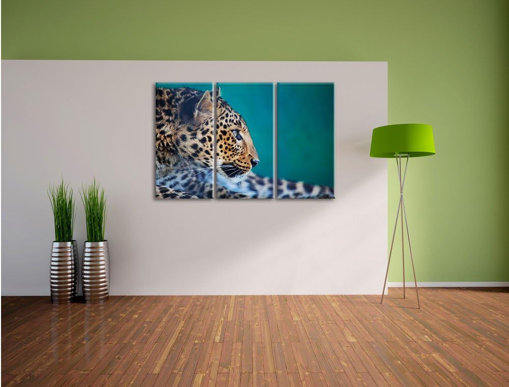 Pixxprint Wachsamer Gepard als Leinwandbild/Grösse: 3 Teilig (120x80) cm/Wandbild/Kunstdruck/fertig