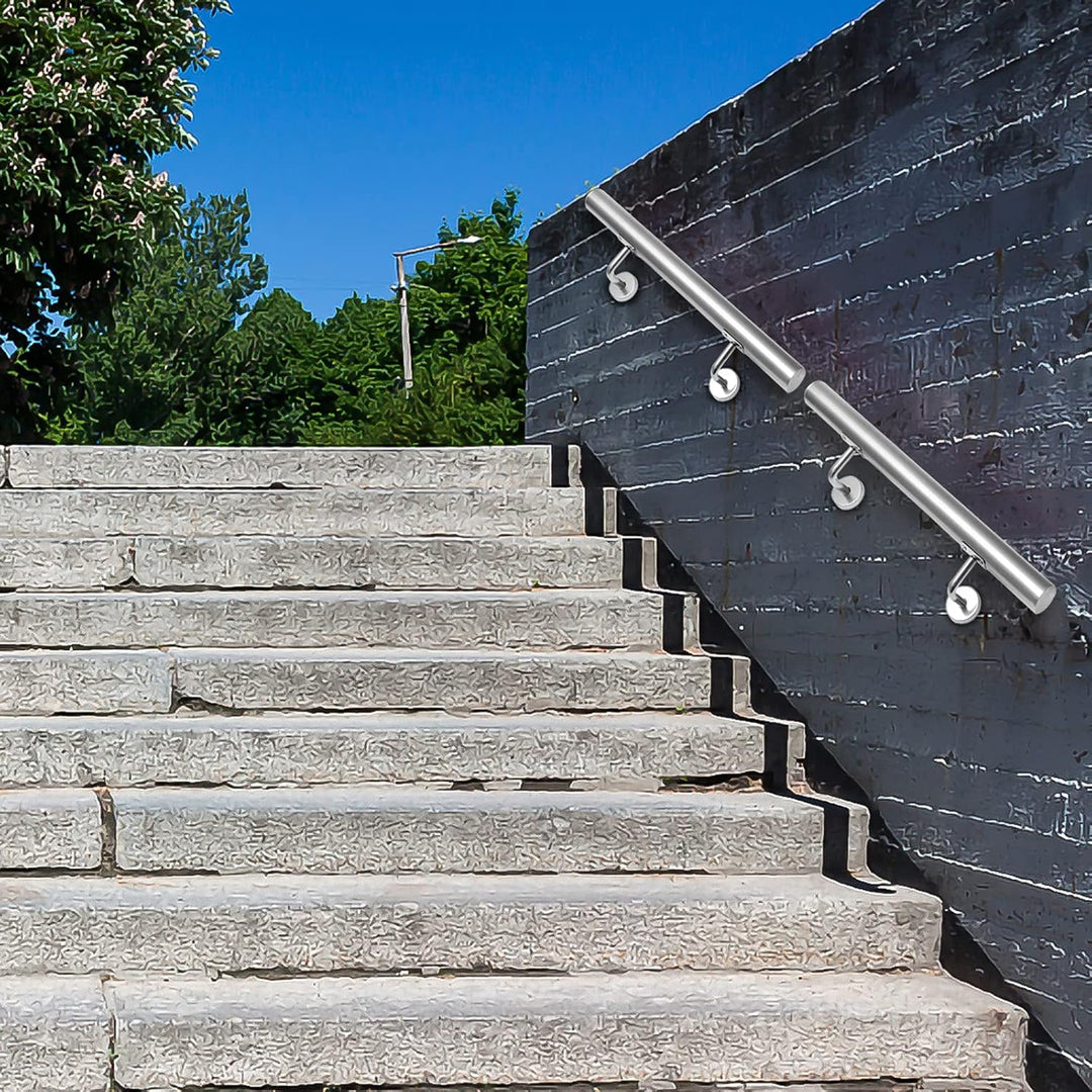 Ikodm Edelstahl Handlauf Treppengeländer Geländer Wandhandlauf Wand Treppe 150 cm Ø 42mm für Aussen