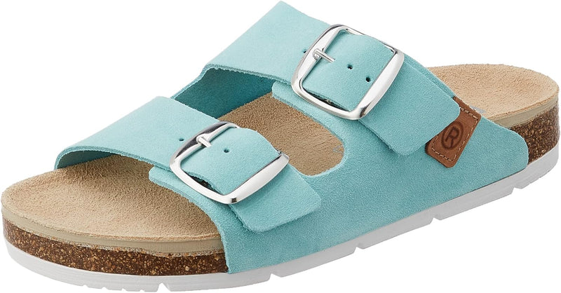 Rohde Damen Pantoletten Schnalle Clogs Elba 1710 38 EU 53 Türkis, 38 EU 53 Türkis