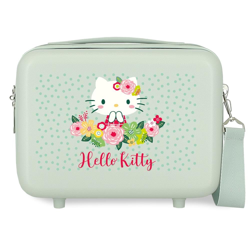 Sanrio Hello Kitty Nececer mit Blumenmuster, anpassungsfähig, grün, 29 x 21 x 15 cm, starrer ABS-Kun