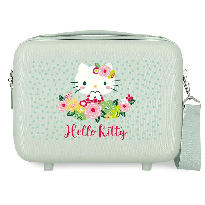 Sanrio Hello Kitty Nececer mit Blumenmuster, anpassungsfähig, grün, 29 x 21 x 15 cm, starrer ABS-Kun
