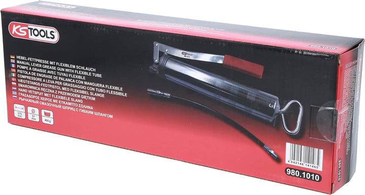 KS Tools 980.1010 Hebel-Fettpresse mit flexiblem Schlauch, 400g