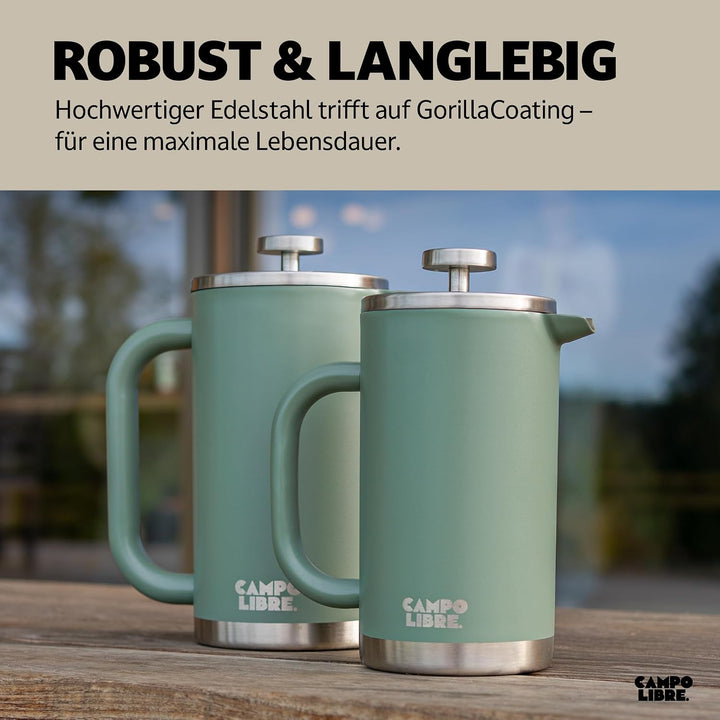 Campo Libre.® Giorgio. French Press I Kaffeebereiter aus doppelwandigem Edelstahl 1l I plastikfreie