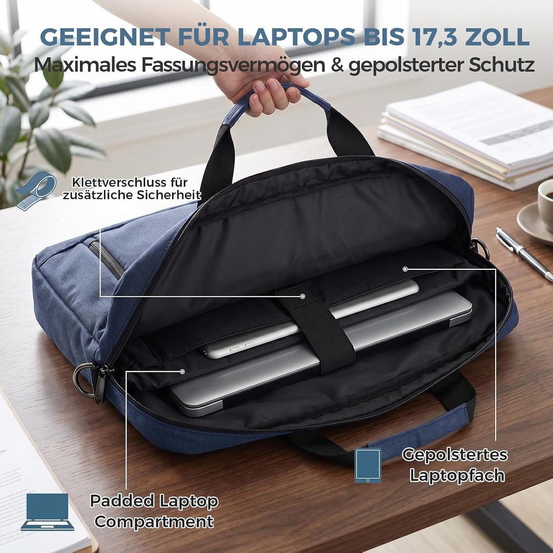 BERTASCHE Laptoptasche 17 Zoll - 17,3 Zoll Notebooktasche für Herren Damen, Computertasche für Reise