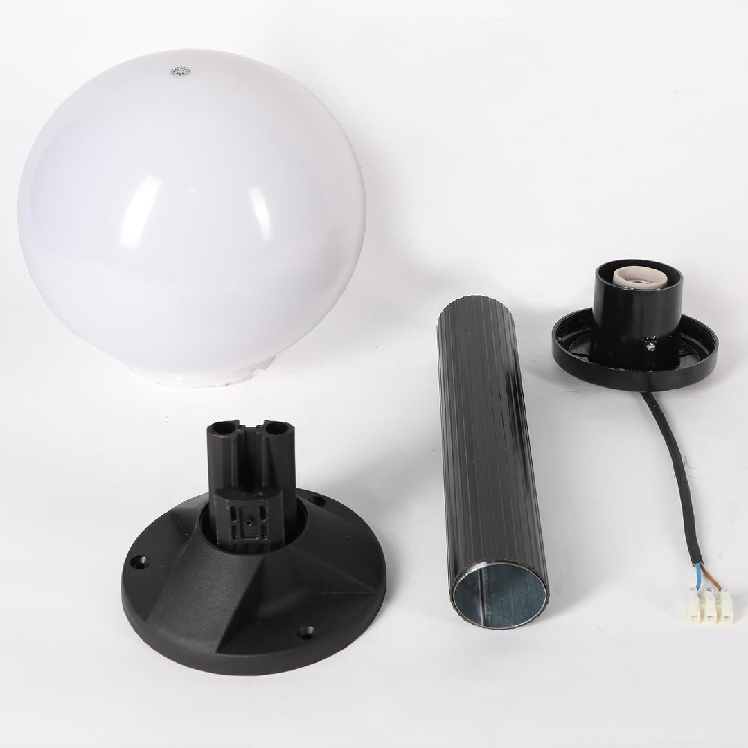 Wegeleuchte Wegelampe Aussenleuchte Gartenlampe Kugel Opal 25cm Ø, Höhe 100cm
