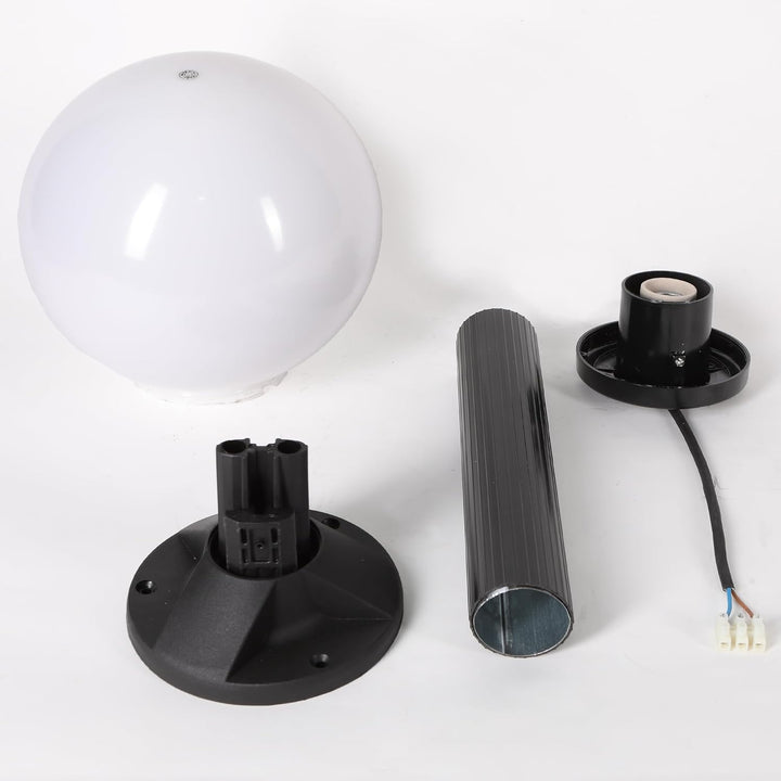 Wegeleuchte Wegelampe Aussenleuchte Gartenlampe Kugel Opal 25cm Ø, Höhe 100cm