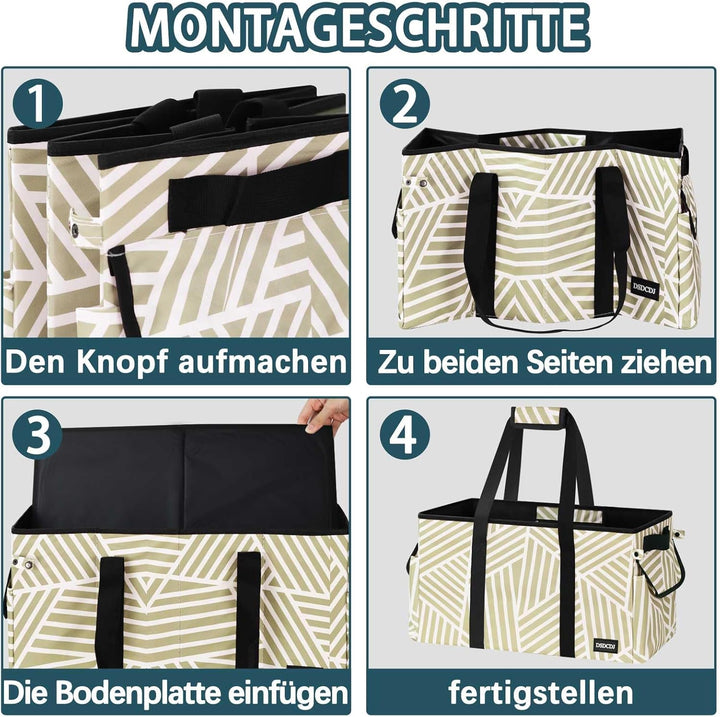 DSDCDJ 48L Einkaufskorb Faltbar – Stabiler Korb Einkaufen mit Verstärktem Boden – Einkaufstasche Gro