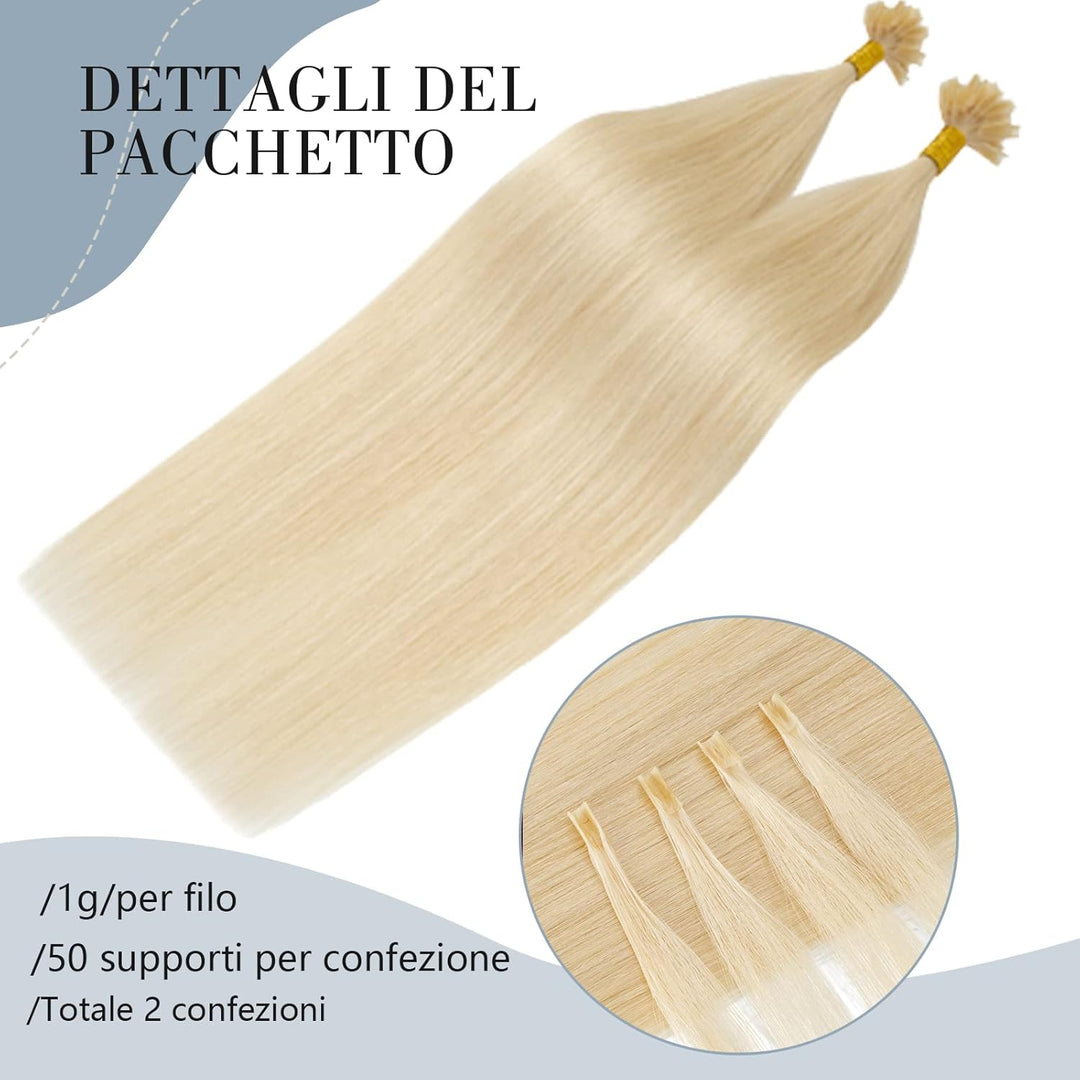 Bonding Extensions Echthaar Haarverlängerung Keratin U Tip 1g/Strähne 100g/Packung Günstig Natürlich