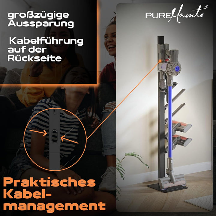 PureMounts Staubsauger Ständer Halterung universal kompatibel mit Dyson V6, V7, V8, V10, V11, V12, V