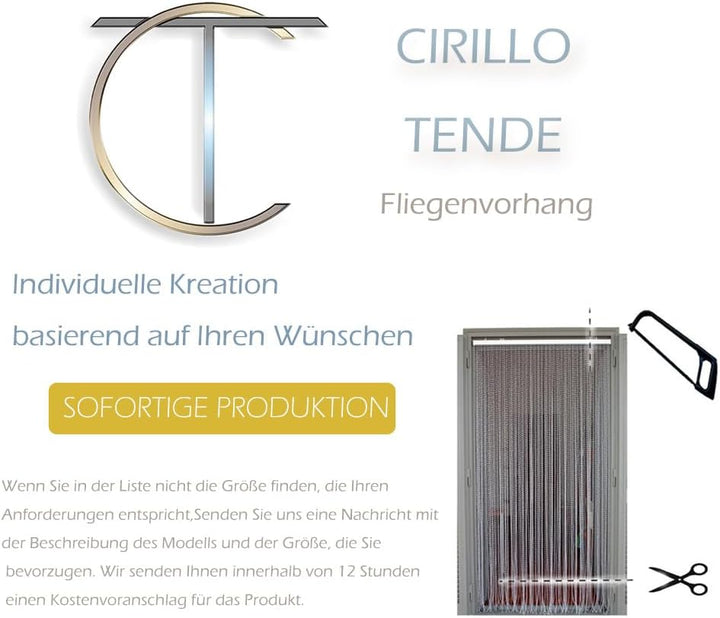 Vorhang/Fliegengitter, PVC, Modell 21, Alu-Stangen, in Italien hergestellt, Masse (Standard oder mas