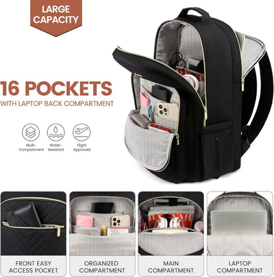 LOVEVOOK Rucksack Damen, Gross 15,6 Zoll Laptoptasche Rucksäcke Wasserdicht Schulrucksack Mädchen Te