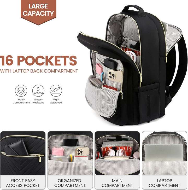 LOVEVOOK Laptop Rucksack Damen, 14 15,6 17,3 Zoll Laptoptasche Rucksack Damen Klein Wasserdicht Schu