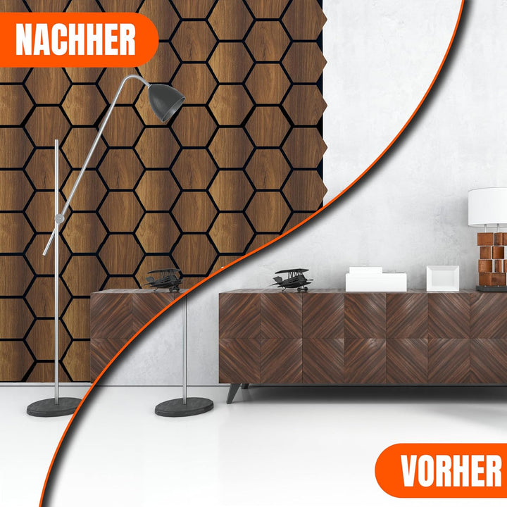 AS Country Stone® Akustikpaneele Holz | 4x Stück - 80cm x 65cm | echtes Holz | Effektive Schalldämmu