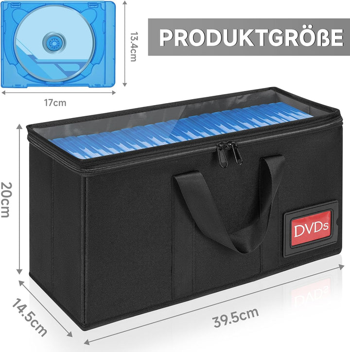 IPEB CD Aufbewahrungshülle, DVD-Aufbewahrungsbox, CD/DVD-Aufbewahrungstasche mit Tragegriff, CD-/DVD