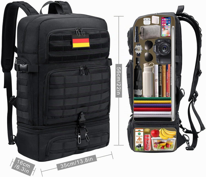 BERTASCHE Lunch Rucksack, 17 Zoll Laptop Rucksack mit Kühltasche, 2-IN-1 Arbeitrucksack für Herren,