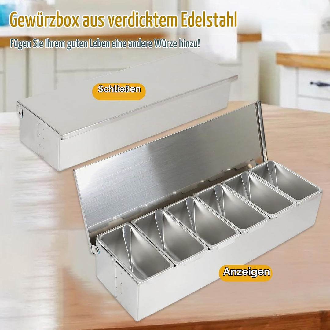 Multi Zutatenbehälter, Edelstahl Behälter Beilagenbehälter mit Deckel, Bar Cocktail Zutatenbehälter