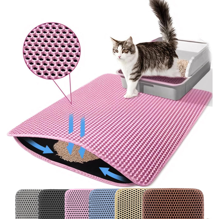 Katzenklo Matte, 116x66cm Riesiger Doppelschichtiger Katzenklo Unterleger, wasserdichte Langlebige E