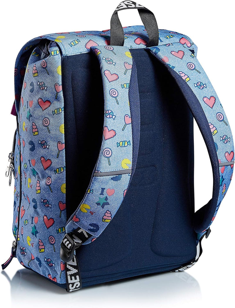 RUCKSACK SEVEN STARRY RAINBOW Backpack für Schule, Uni & Freizeit, Erweiterbarer Schulranzen, Geräum